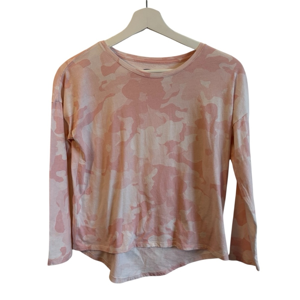 Old Navy Pink Camo girls L 10-12 Top long sleeve floral soft fall school hi low